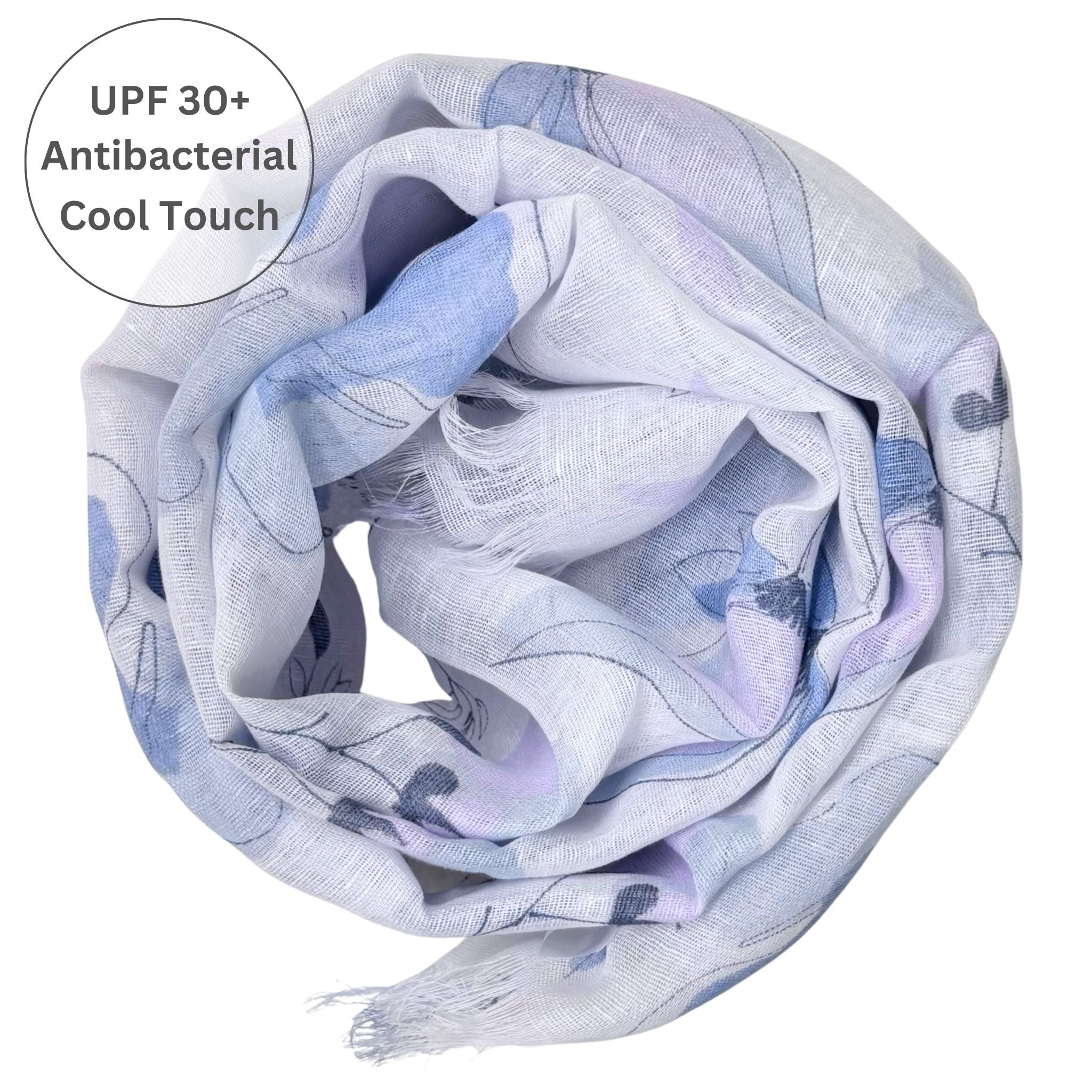 UPF 30+ Handwoven Cooling Fabric Linen Scarf on Loom | Flowers
