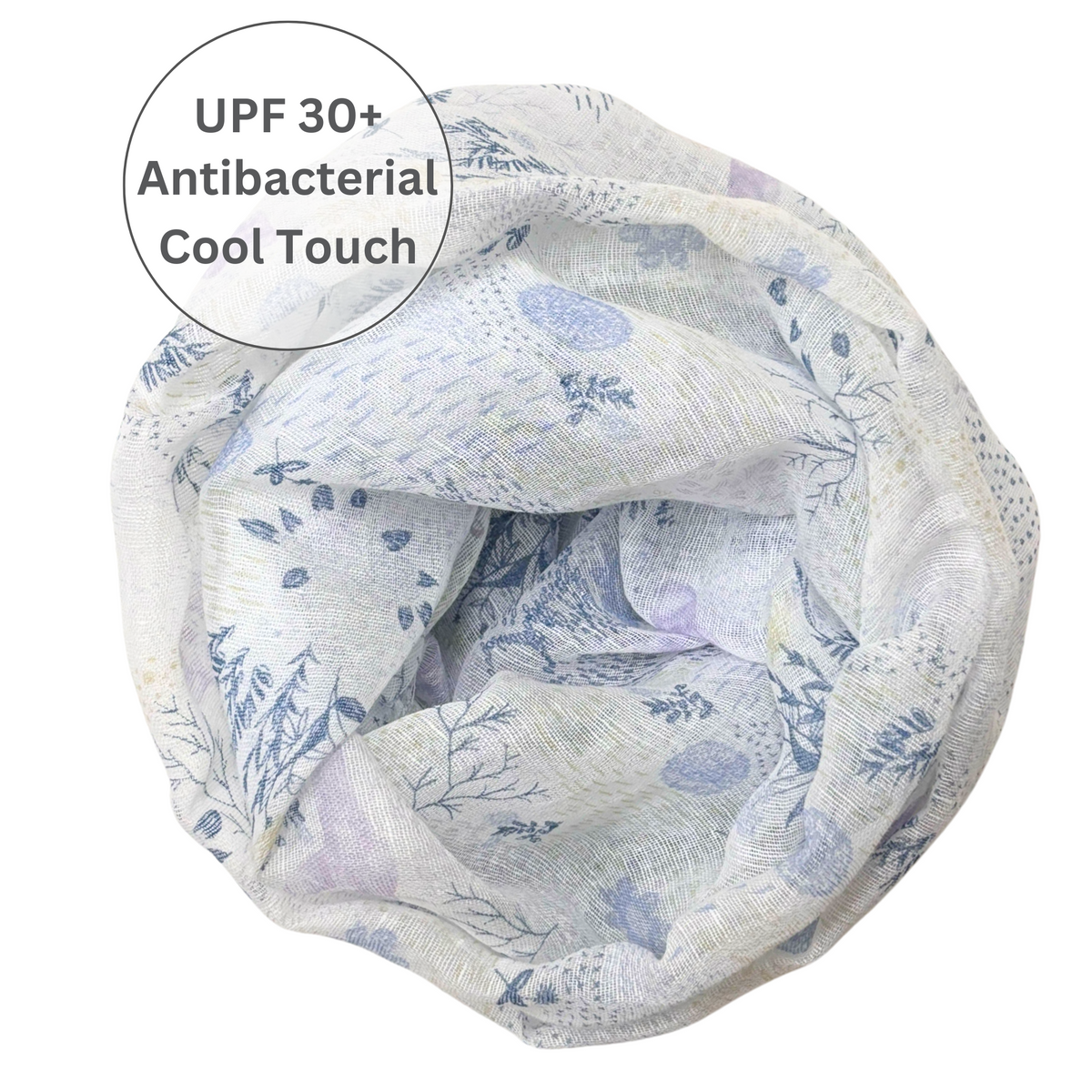 UPF 30+ Handwoven Cooling Fabric Linen Scarf on Loom | Antibacterial Cool Touch | Flower Garden | Blue
CHERRYSTONEstyle