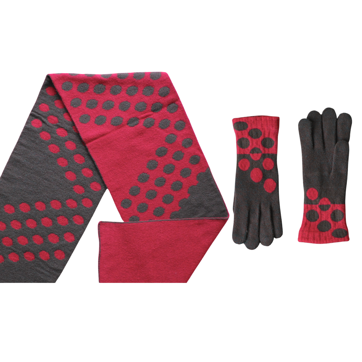 A stylish and cozy Thermal Self-Heating Dots Scarf & Gloves set, perfect for a Valentine’s Day gift. Featuring a unique dual-color design with a balanced ratio, these accessories provide warmth, comfort, and versatility. Made with premium Japanese materials, they offer a soft touch and self-heating functionality for effortless everyday wear.