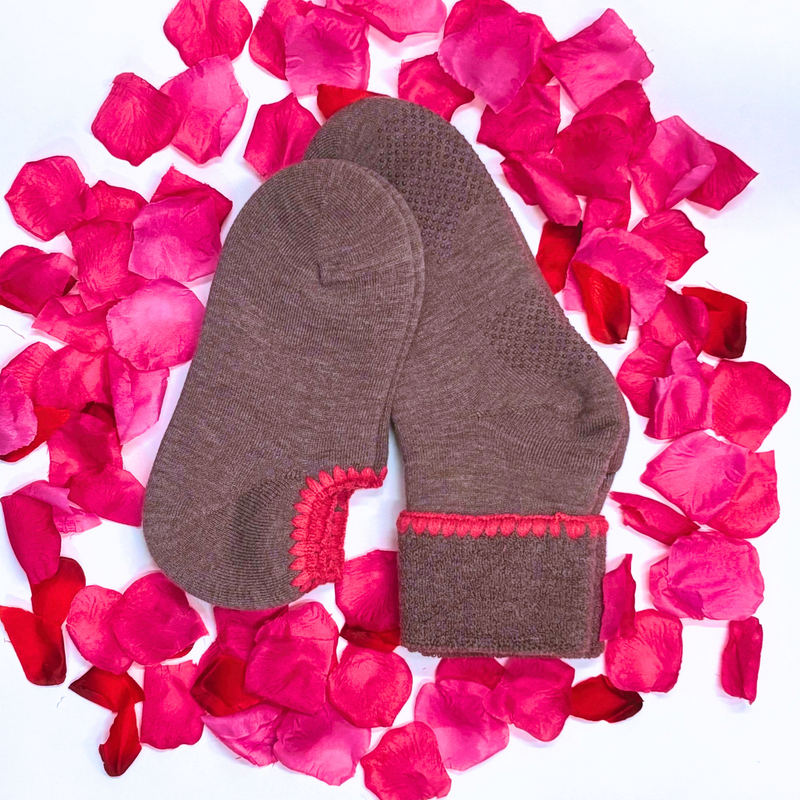 Valentine's Day Special 2 Pair Set | Handcrafted Wool Slipper Socks (No Grips) & Cuff Socks with Grips