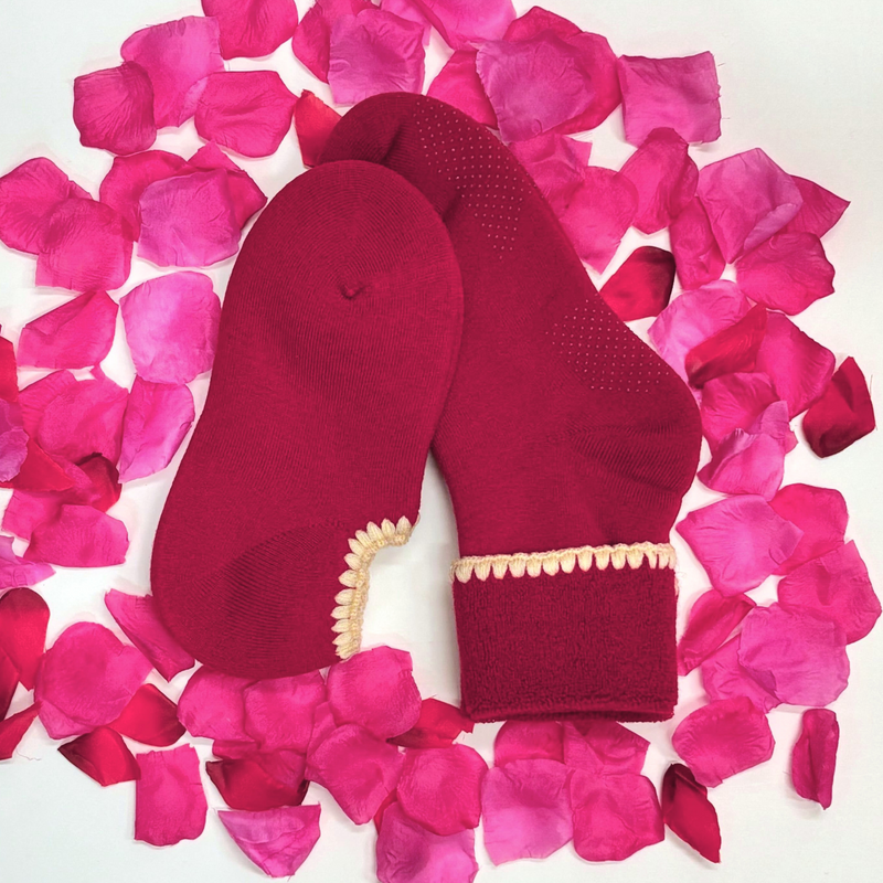 Valentine's Day Special 2 Pair Set | Handcrafted Wool Slipper Socks (No Grips) & Cuff Socks with Grips