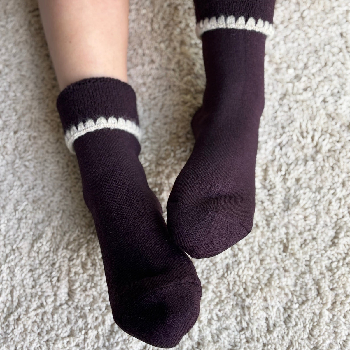 Handcrafted Wool Slipper Crew Socks | Modern Calm Color | Grips | M and L - CHERRYSTONE