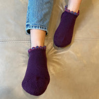 SPECIAL DEAL! 2 PAIRS | Thermal Wool Blend Slipper Socks with Grips | Size Medium | Picot Trim | 4 Colors - CHERRYSTONEstyle