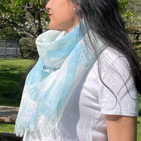 UPF 30+ Handwoven Cooling Fabric Linen Scarf on Loom | Hydrangea - CHERRYSTONEstyle