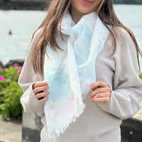UPF 30+ Handwoven Cooling Fabric Linen Scarf on Loom | Antibacterial Cool Touch Watercolor Flower-Saxe-Blue
CHERRYSTONEstyle