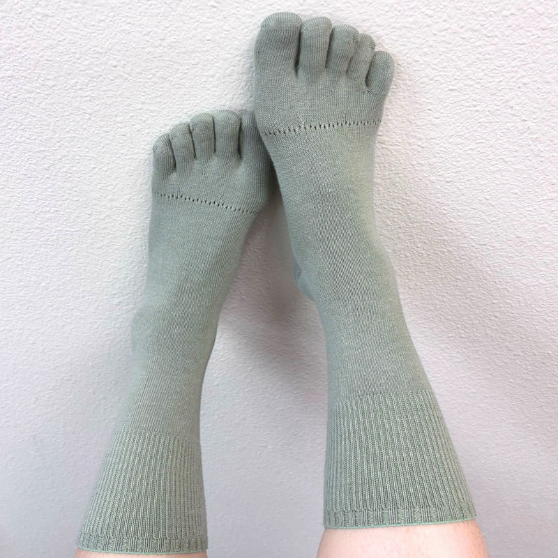 Organic cotton 5-toe socks, khaki