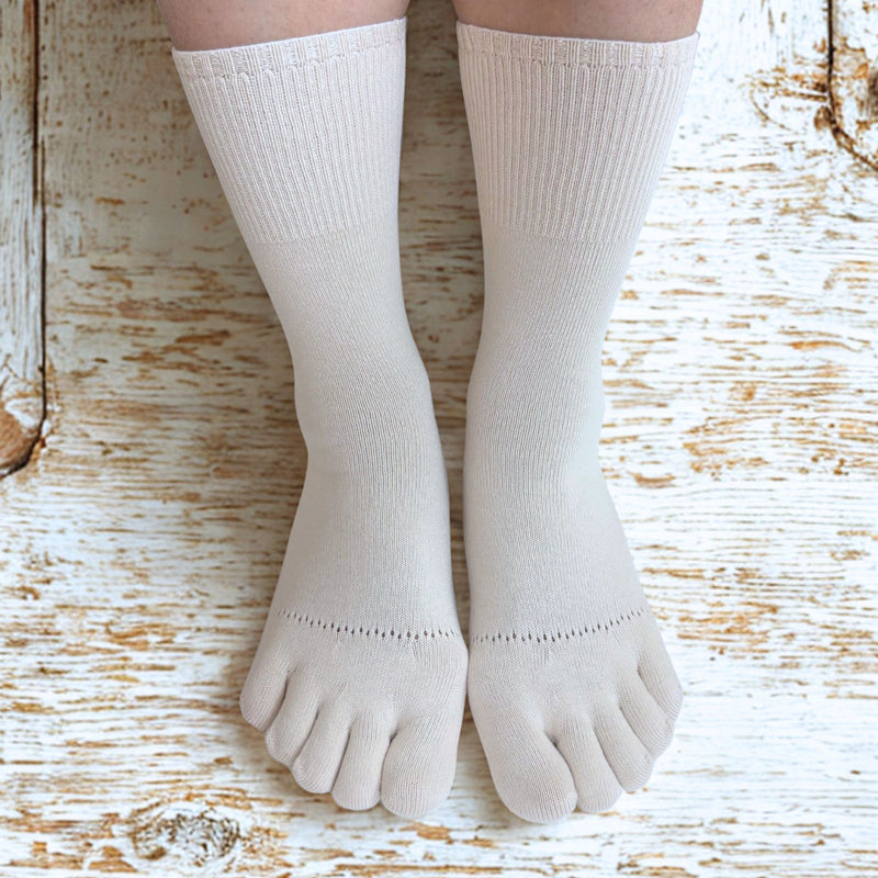 Organic cotton 5-toe socks, off white