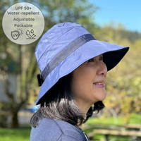 UPF50+ hat made from water-repellent Breathec® fabric with a firm texture. Features a 4-inch adjustable brim for 99% UV protection, feather brim detail, and a flattering crown. Quick-drying mesh lining ensures comfort, while the adjustable back belt offers a perfect fit. Lightweight and foldable for easy storage. 
CHERRYSTONEstyle