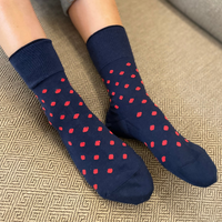 Organic Cotton Blend Polka Dot Everyday Crew Socks offer a soft touch with a stylish pop dot pattern. Designed to stay in place with a special heel design, relaxed fit, and stretchable cuff for added comfort. CHERRYSTONEstyle