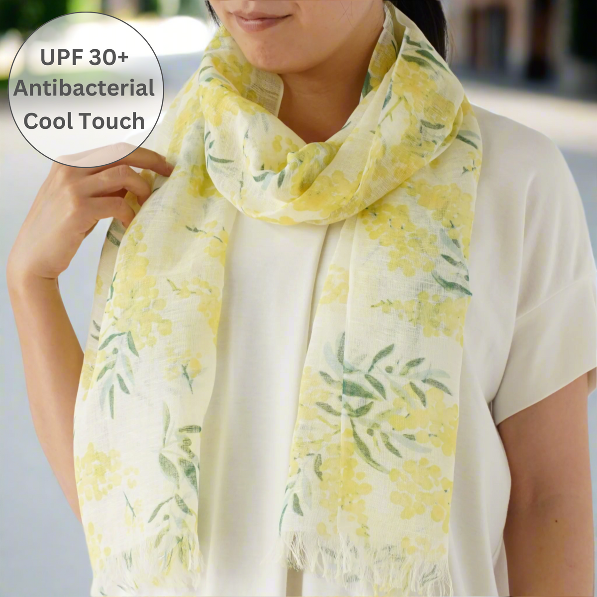 
UPF 30+ Handwoven Cooling Fabric Linen Scarf on Loom | Antibacterial Cool Touch Mimosa Bouquet - Light Yellow
CHERRYSTONEstyle