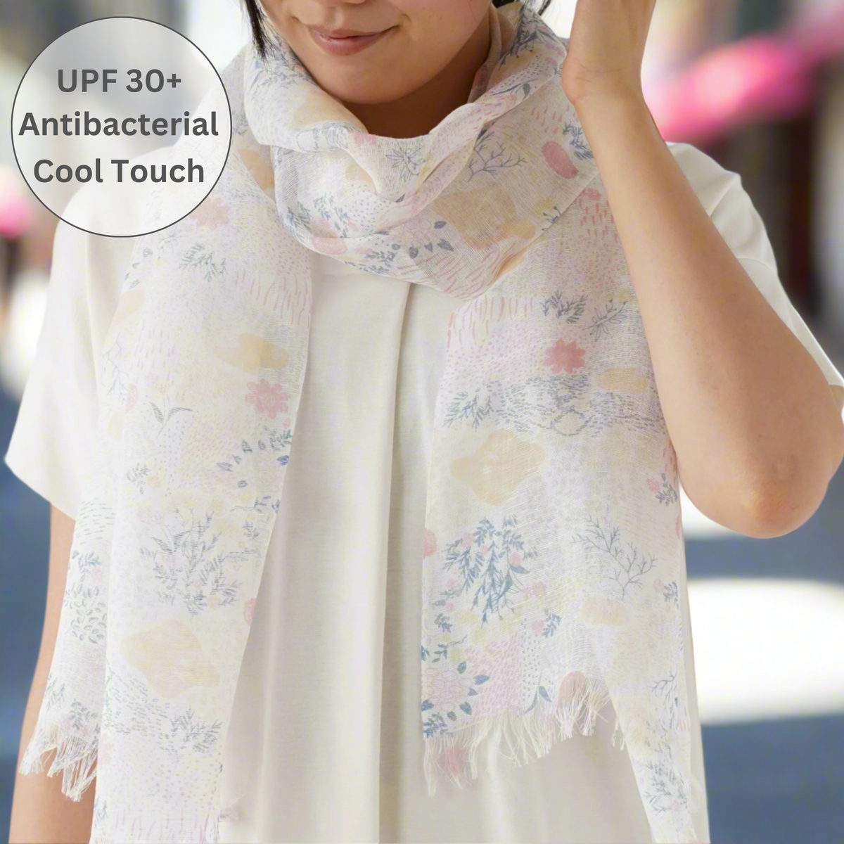 UPF 30+ Handwoven Cooling Fabric Linen Scarf on Loom | Antibacterial Cool Touch | Flower Garden 
CHERRYSTONEstyle