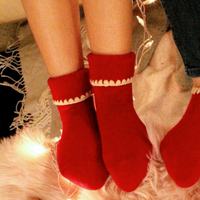 Handcrafted Wool Cuff Socks | No Grip | Turn Cuff | Red
CHERRYSTONEstyle