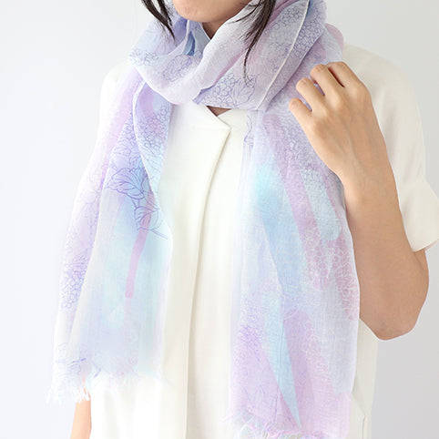 UPF 30+ Handwoven Cooling Fabric Linen Scarf on Loom | Hydrangea - CHERRYSTONEstyle