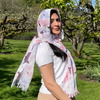 UPF 30+ Handwoven Cooling Fabric Linen Scarf on Loom | Flower Bouquet - CHERRYSTONEstyle