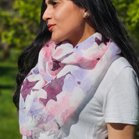 UPF 30+ Handwoven Cooling Fabric Linen Scarf on Loom | Flower Bouquet - CHERRYSTONEstyle