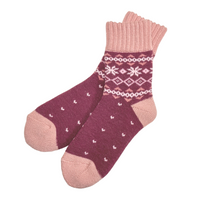 Thermal Nordic Merino Wool Blend Slipper Socks with Grips | UNISEX | Body Color Pink（仮） - CHERRYSTONEstyle