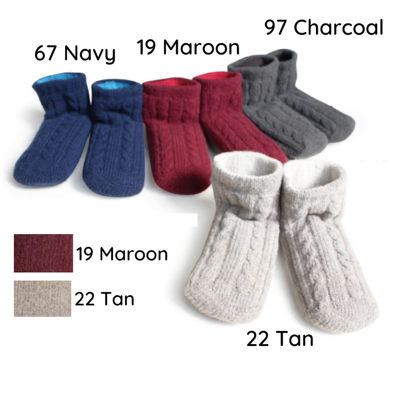 Thermal 3D Stretchable Cable Knit Room Shoes NO GRIP | Navy - CHERRYSTONEstyle