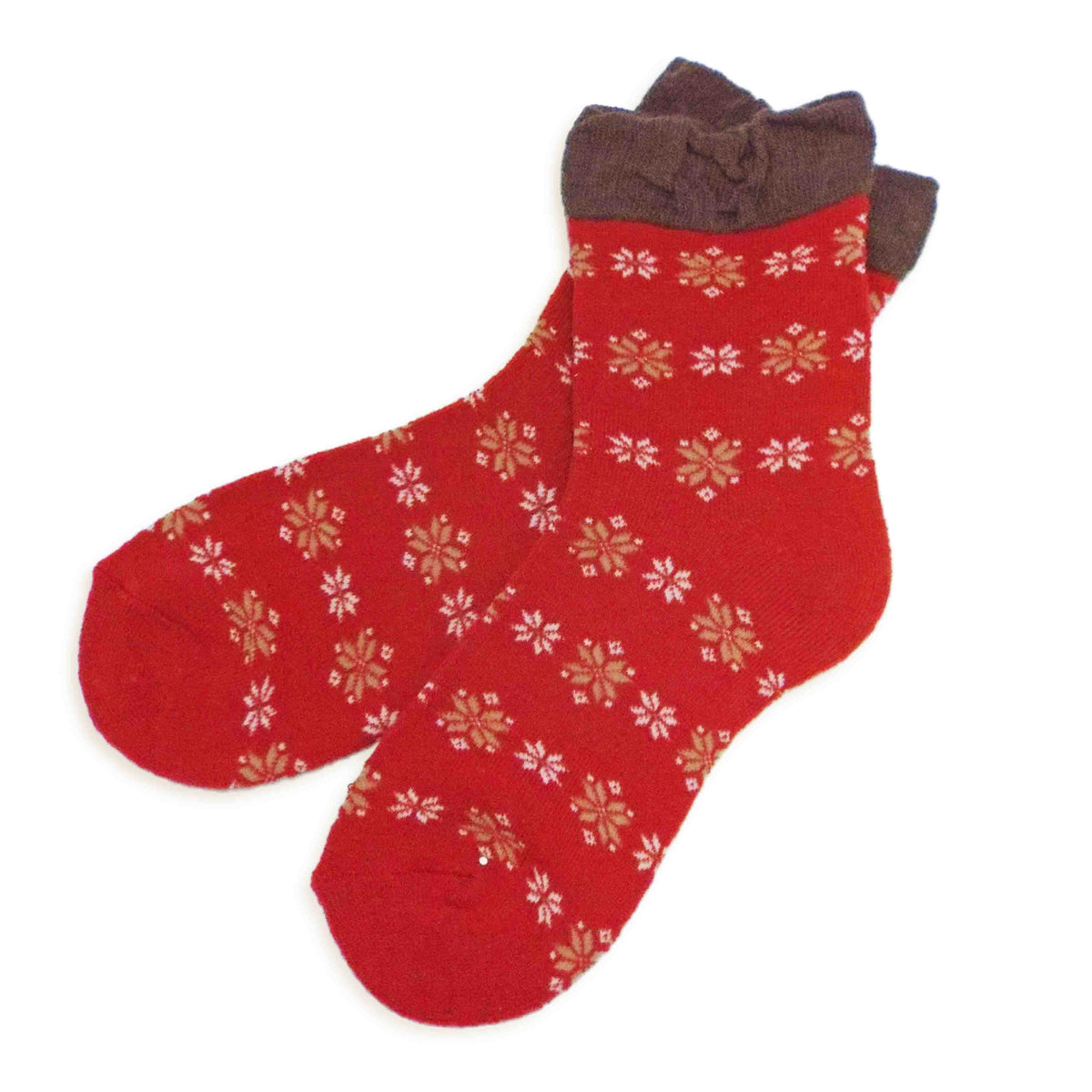 Soft Knit Crew Socks | Snowflake | Red - CHERRYSTONE by MARKET TO JAPAN LLC