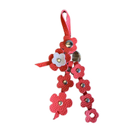 Leather Flower Charm | Bag Flower Charm | Purse Charm | Keychain | Handmade | Light Red Flowers - CHERRYSTONEstyle
