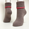 Wool Blend Cuff Socks | Turn Cuff | Mocha with Crocheted Trim - CHERRYSTONEstyle