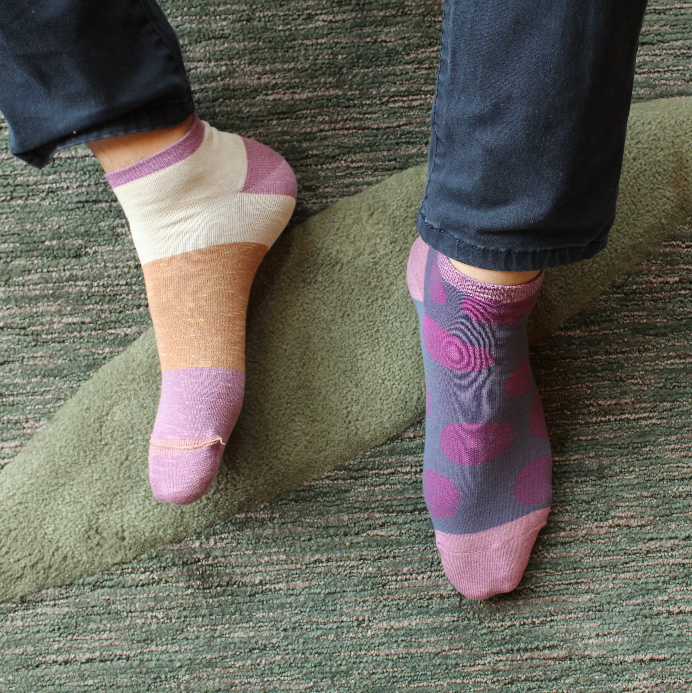 2 in 1 Reversible Socks | Polka Dot Pattern | Light Purple - CHERRYSTONE by MARKET TO JAPAN LLC
