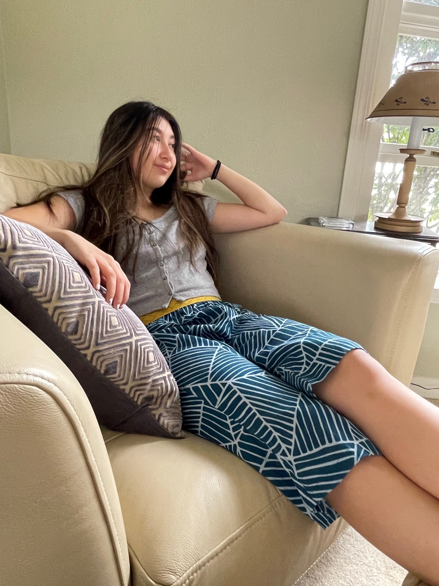 Cool Stretchy Comfy Steteco Lounge Pants in a Gift Box | Japanese Fishing Net | Ocean Blue - CHERRYSTONEstyle