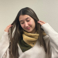 Versatile Neck Warmer Sherpa Boa | Neck warmer Scarf | Neck Gaiter | Unisex | Camel and Army Green - CHERRYSTONEstyle