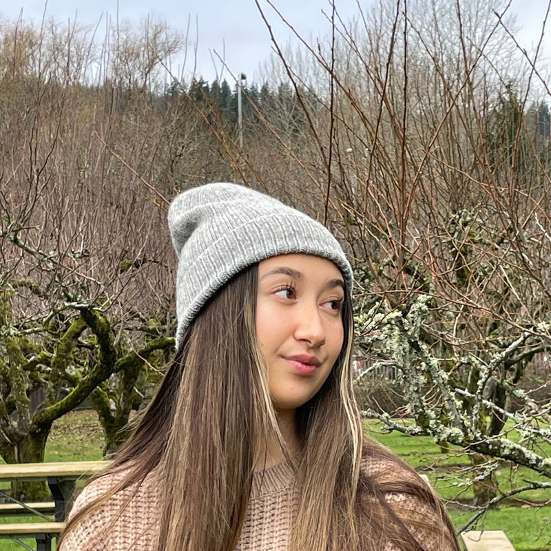 Recycled Wool-Blend Knit Beanie / Light-Gray - CHERRYSTONEstyle