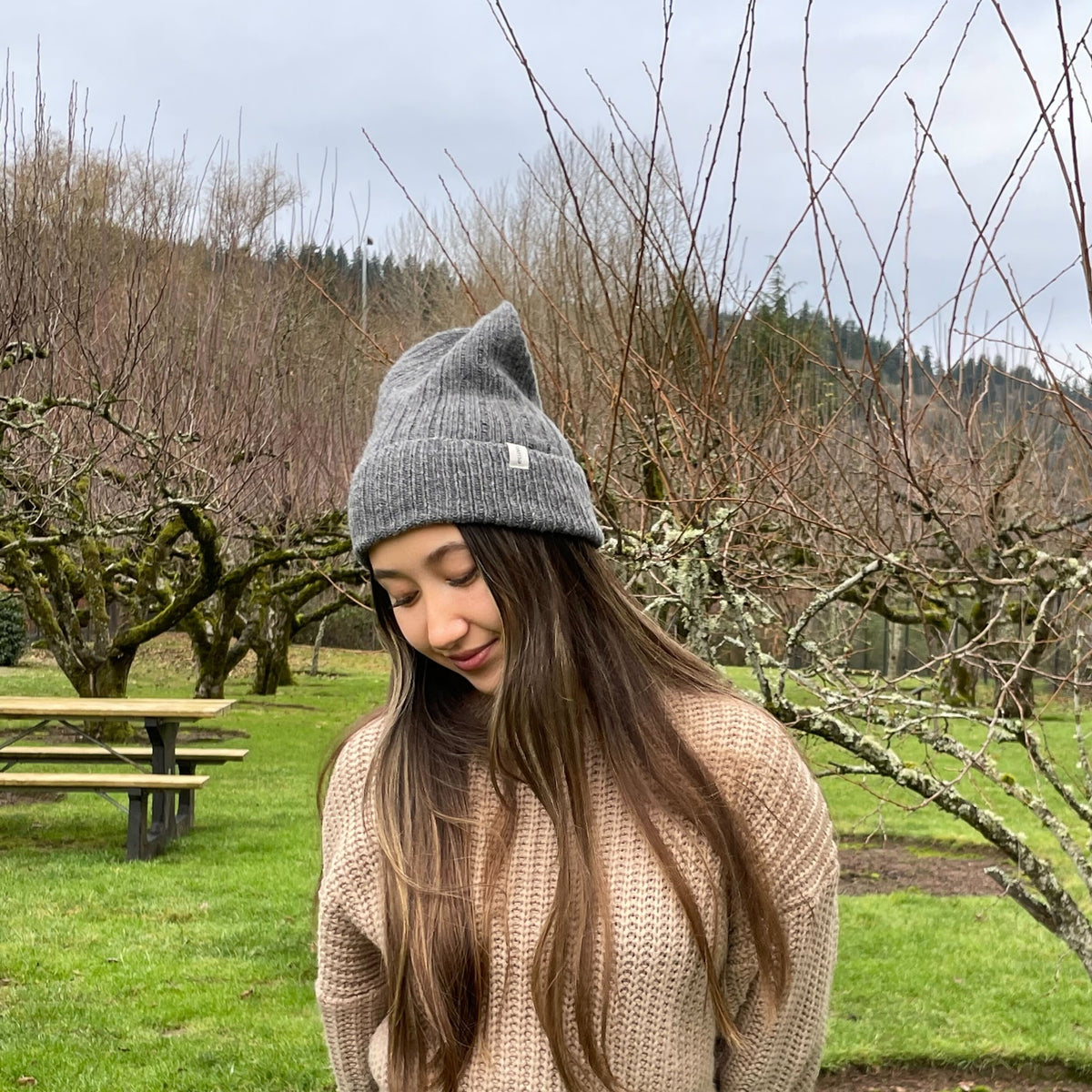 Recycled Wool-Blend Knit Beanie / Charcoal-Gray - CHERRYSTONEstyle