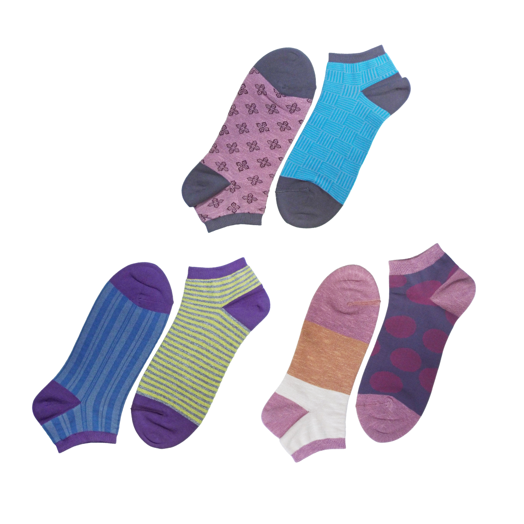 *SPECIAL DEAL!* 3 PAIRS!  | 2 in 1 Everyday Reversible Socks | Ankle Socks | Unisex Size | Patterns Vary - CHERRYSTONEstyle