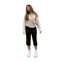 Steteco Relaxed Stretchy 3/4 Lounge Pants in a Gift Box | Stripe Rain | Gray | Size XS-S or M - CHERRYSTONEstyle