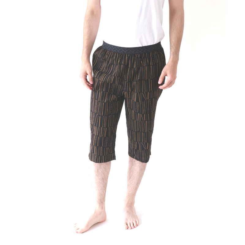 Steteco Relaxed Bermuda Pants | Stripe Rain Pattern | Gray - CHERRYSTONEstyle