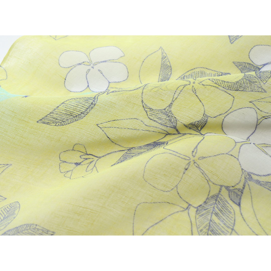 UPF 30+ Handwoven Japanese Cooling Fabric Linen Scarf on Loom | Lemon Yellow - CHERRYSTONEstyle