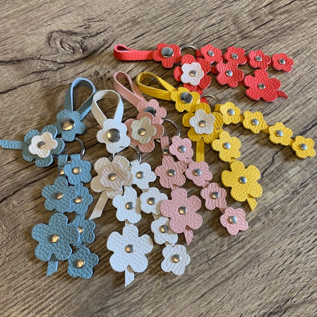 Snap Leather Flower Charm | Bag Flower Charm | Purse Charm | Keychain | Handmade | Solid Color | 9 Colors - Hand crafted, high-quality glove leather cut into colorful flowers. Easy to attach and remove with a snap button to your favorite bag. CHERRYSTONEstyle