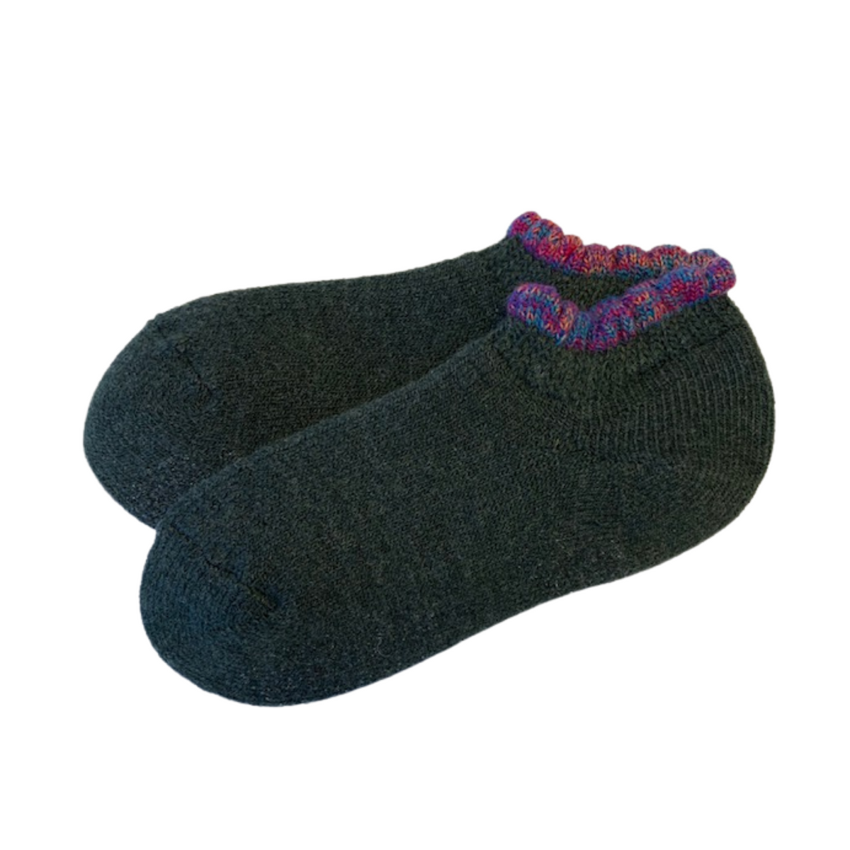 Thermal Soft-Opening Short Slipper Socks | With Grips | Medium. Stylish wool blend slipper socks with plush cushioning and heat-retaining brushed inner pile. Soft outer, secure grips on the soles, and fluffy trim for added comfort. Perfect gift ideas.