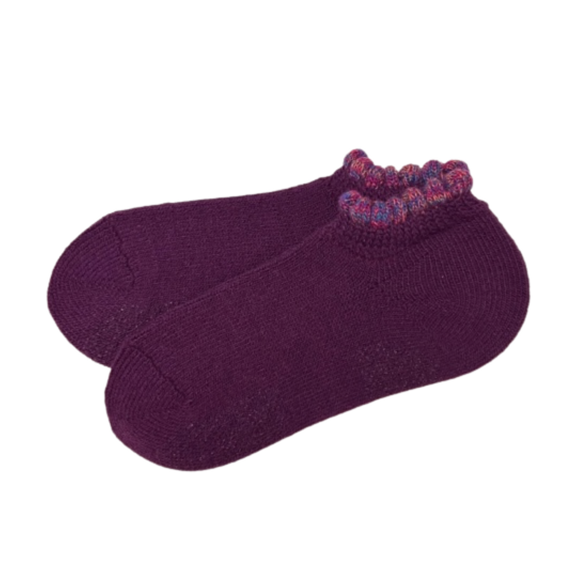 Thermal Short Slipper Socks Grips Medium. Deep Purple. Blend with Merino Wool. Size: Medium (US women's shoe size: 5  - 9)
-CHERRYSTONEstyle