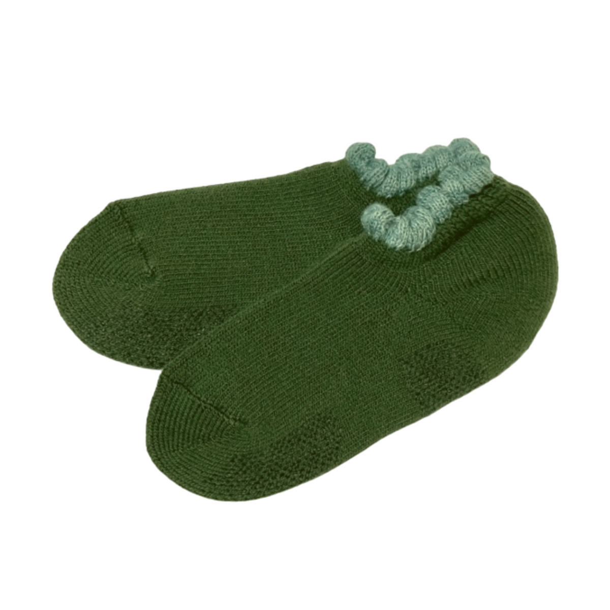 Thermal Short Slipper Socks Grips Medium. Forest Green. Blend with Merino Wool. Size: Medium (US women's shoe size: 5  - 9)
-CHERRYSTONEstyle