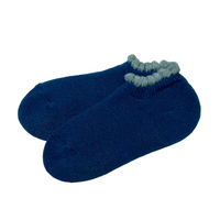 Thermal Soft-Opening Short Slipper Socks | With Grips | Medium. Stylish wool blend slipper socks with plush cushioning and heat-retaining brushed inner pile. Soft outer, secure grips on the soles, and fluffy trim for added comfort. Perfect gift ideas.